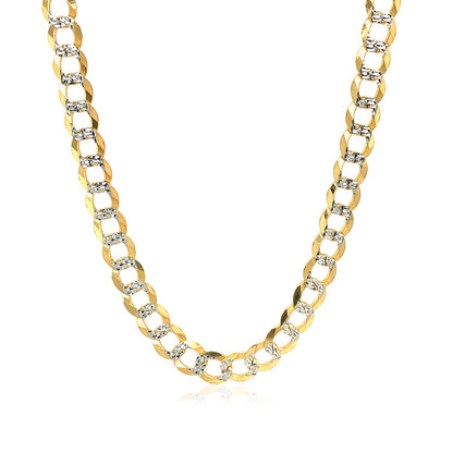 14k Two Tone Gold Pave Curb Chain (5.70 mm)-Teresa&#39;s Fashionista LLC