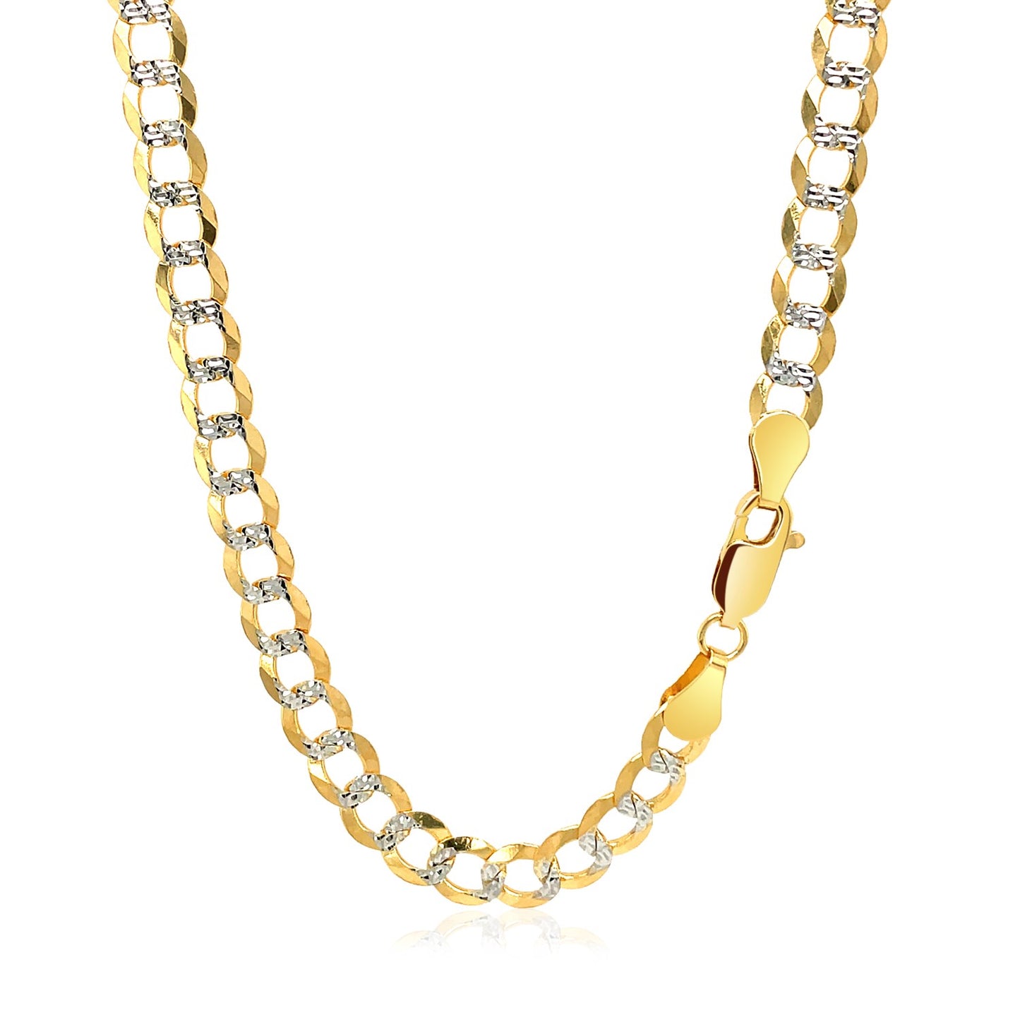 14k Two Tone Gold Pave Curb Chain (5.70 mm)-Teresa&#39;s Fashionista LLC