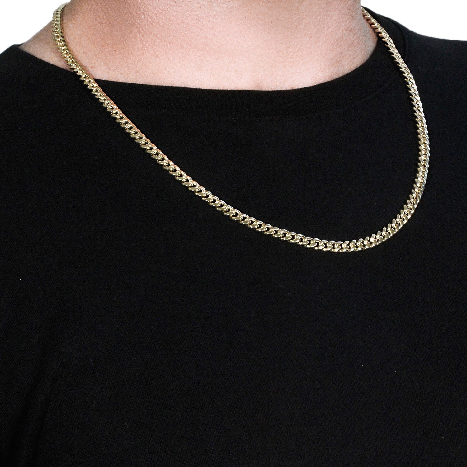 10k Yellow Gold Semi Solid Miami Cuban Chain (5.00 mm)-Teresa&#39;s Fashionista LLC