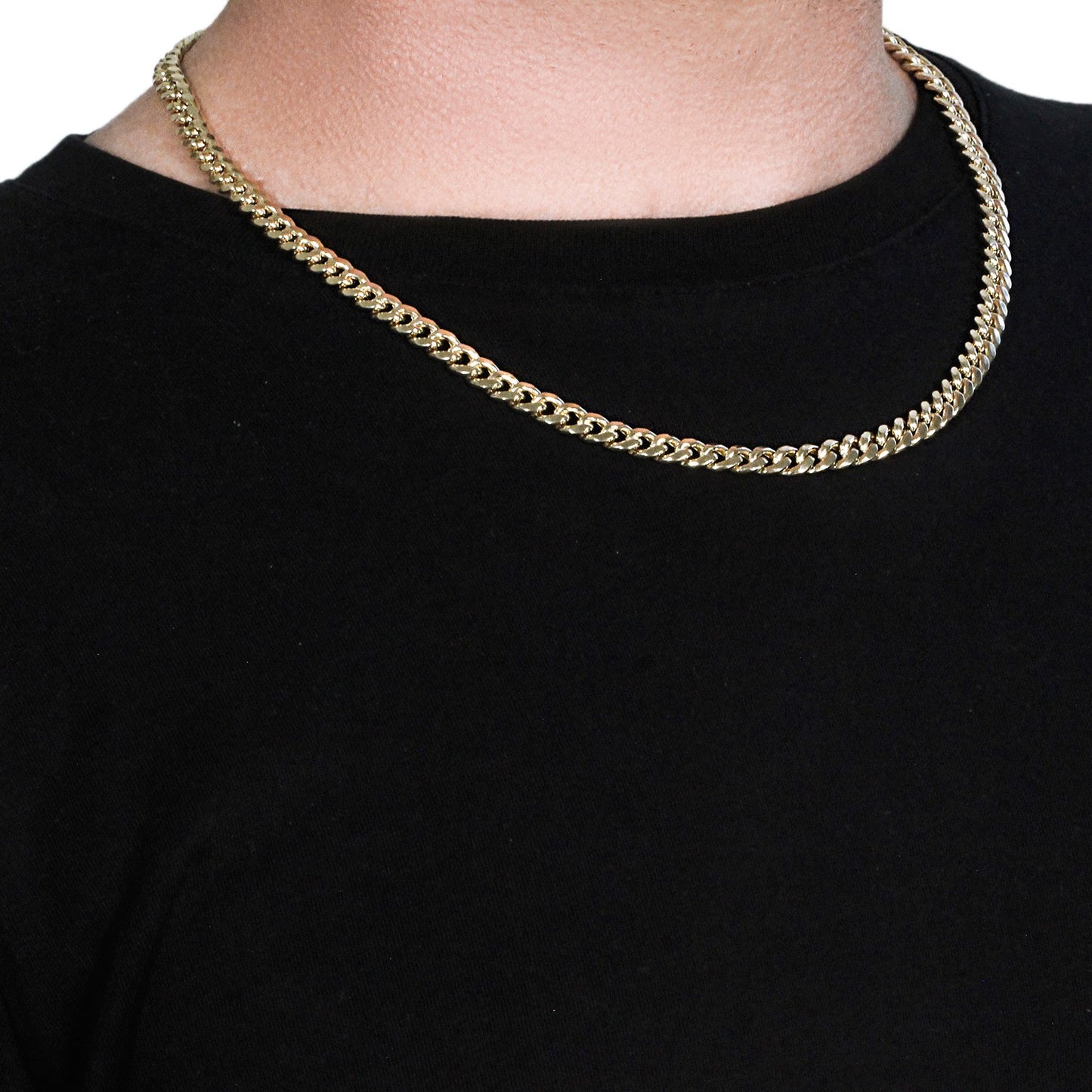 10k Yellow Gold Semi Solid Miami Cuban Chain (6.60 mm)-Teresa&#39;s Fashionista LLC