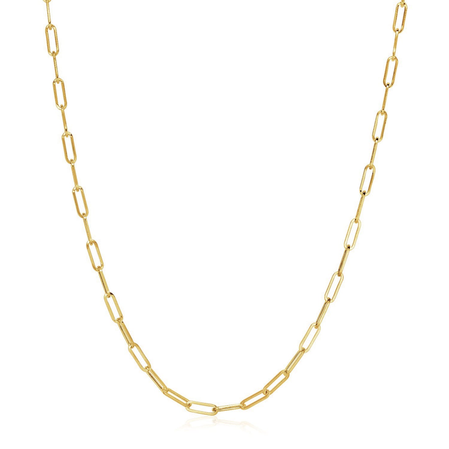 14K Yellow Gold Wide Paperclip Chain (3.20 mm)-Teresa&#39;s Fashionista LLC