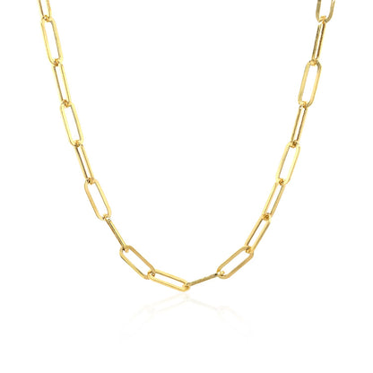 14K Yellow Gold Wide Paperclip Chain (3.20 mm)-Teresa&#39;s Fashionista LLC