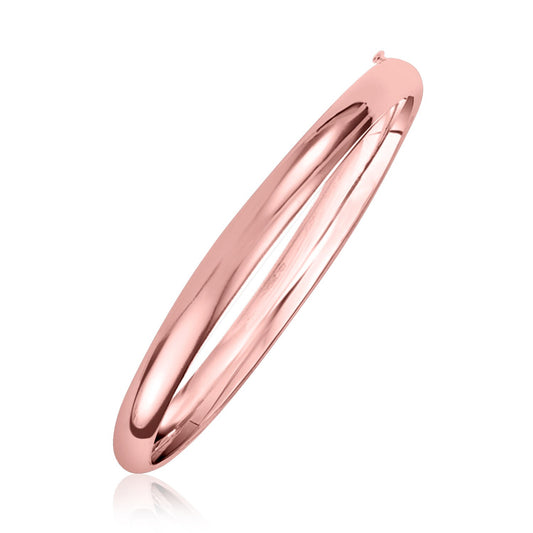 14k Rose Gold Fancy Shiny Dome Bangle (5.00 mm)-Teresa&#39;s Fashionista LLC