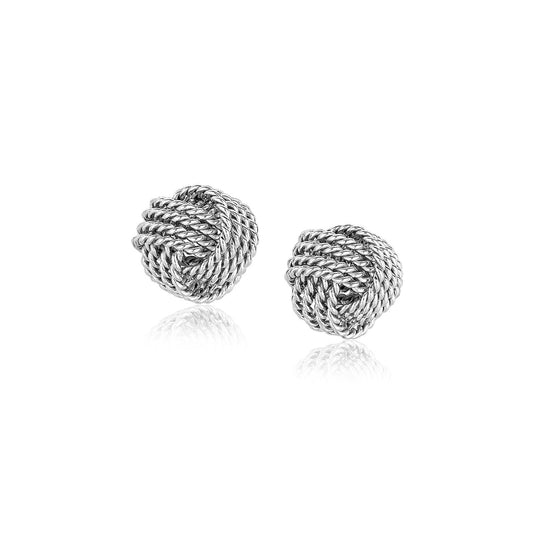 Sterling Silver Textured Love Knot Stud Style Earrings(9mm)-Teresa&#39;s Fashionista LLC