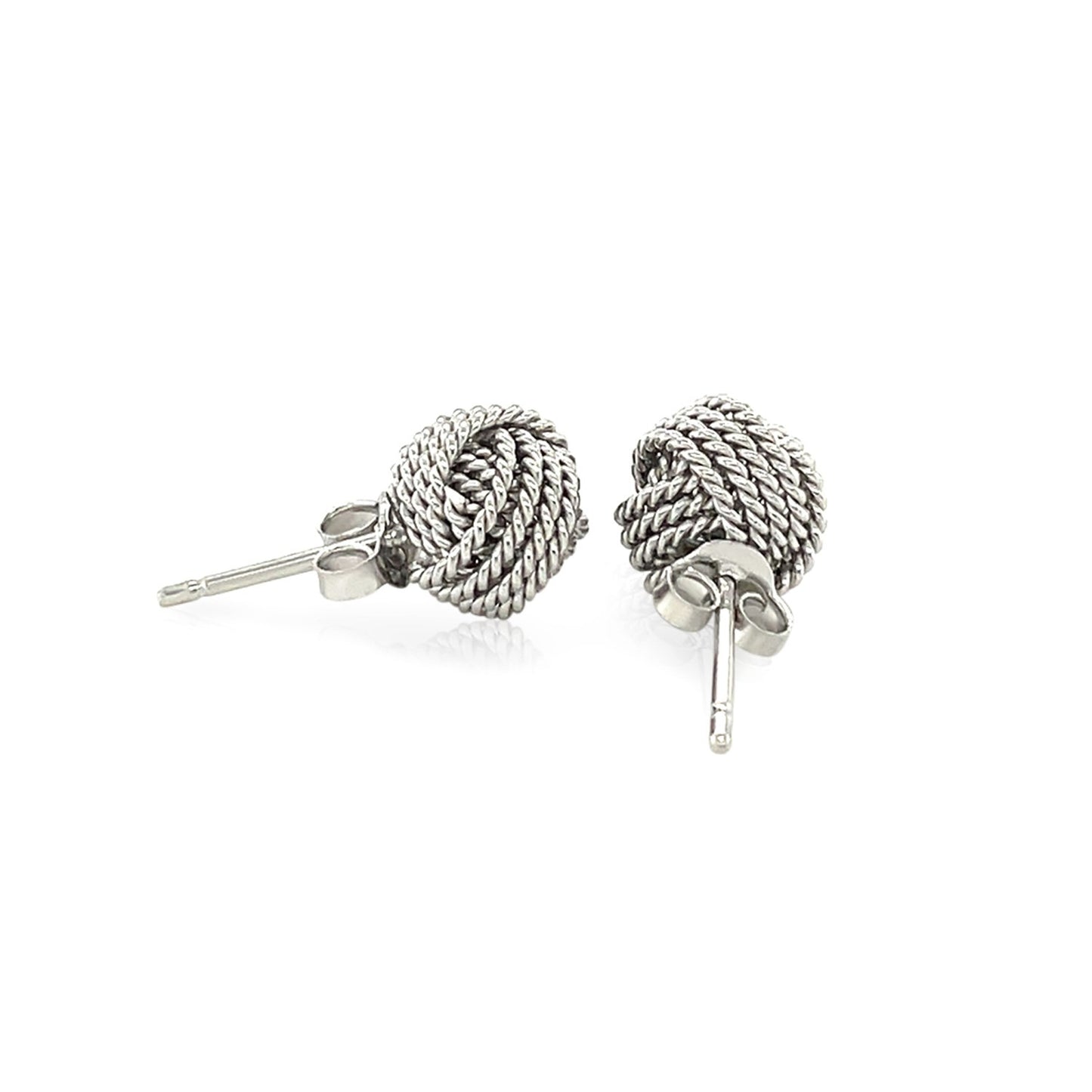 Sterling Silver Textured Love Knot Stud Style Earrings(9mm)-Teresa&#39;s Fashionista LLC