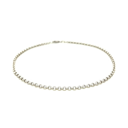 2.3mm 10k White Gold Rolo Anklet-Teresa&#39;s Fashionista LLC