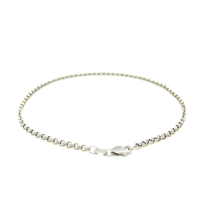 2.3mm 10k White Gold Rolo Anklet-Teresa&#39;s Fashionista LLC