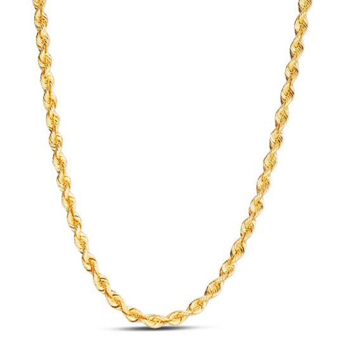 14k Yellow Gold Light Rope Chain (4.30 mm)-Teresa&#39;s Fashionista LLC