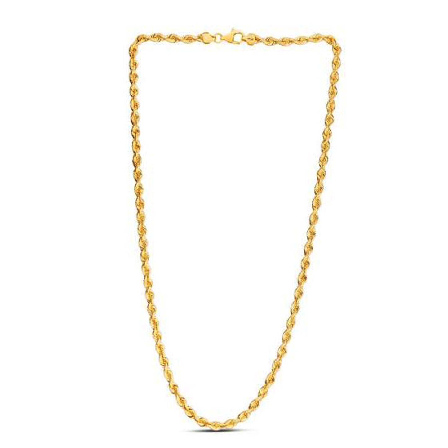 14k Yellow Gold Light Rope Chain (4.30 mm)-Teresa&#39;s Fashionista LLC