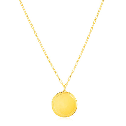 14K Yellow Gold Round Tag Necklace-Teresa&#39;s Fashionista LLC