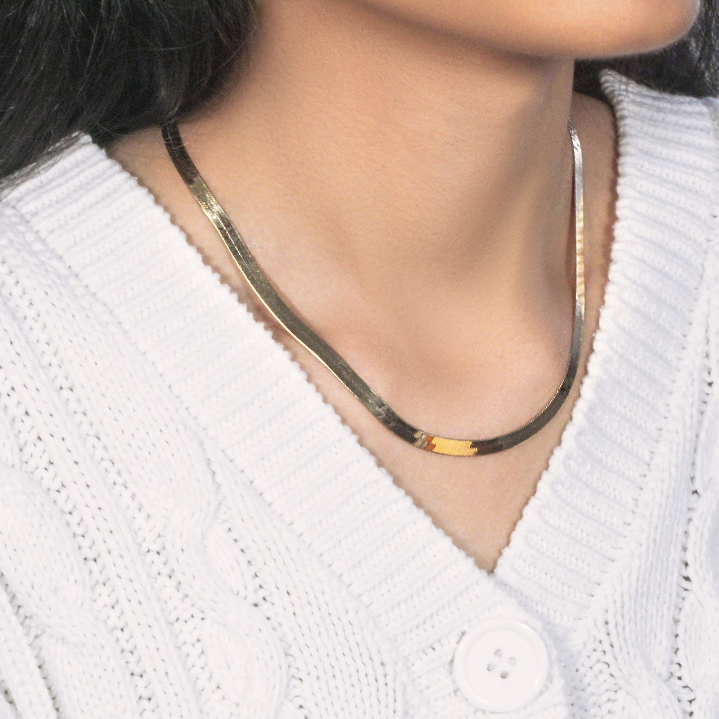 Imperial Herringbone Chain in 10k Yellow Gold (5.00 mm)-Teresa&#39;s Fashionista LLC