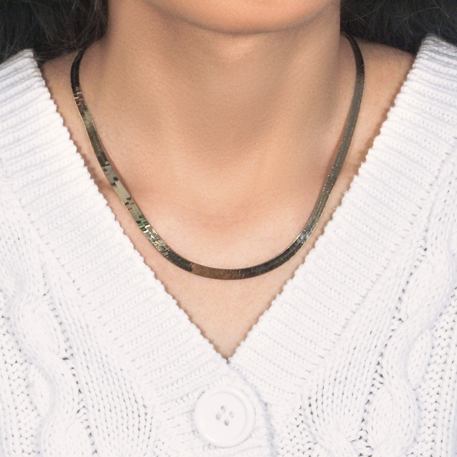 Imperial Herringbone Chain in 10k Yellow Gold (5.00 mm)-Teresa&#39;s Fashionista LLC