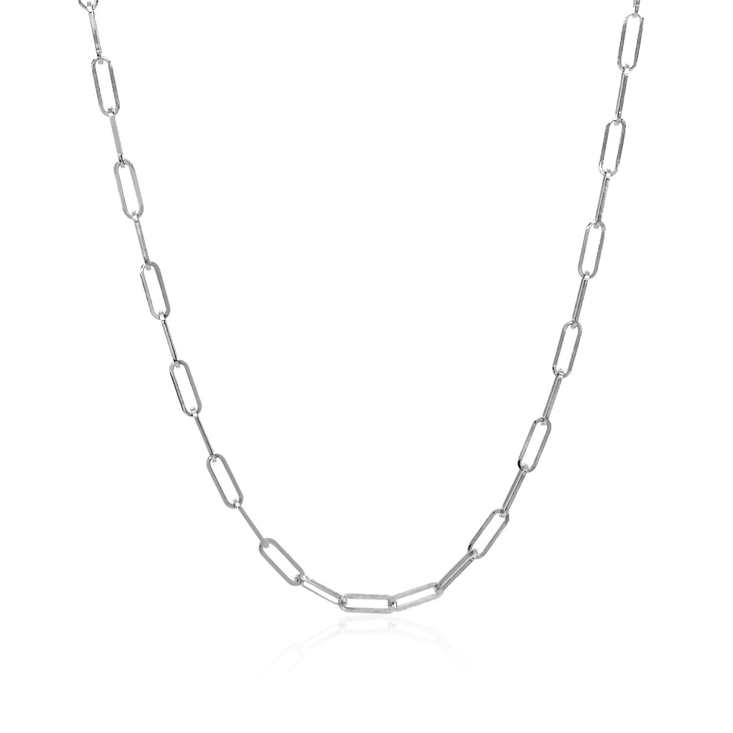 14K White Gold Delicate Paperclip Chain (2.10 mm)-Teresa&#39;s Fashionista LLC