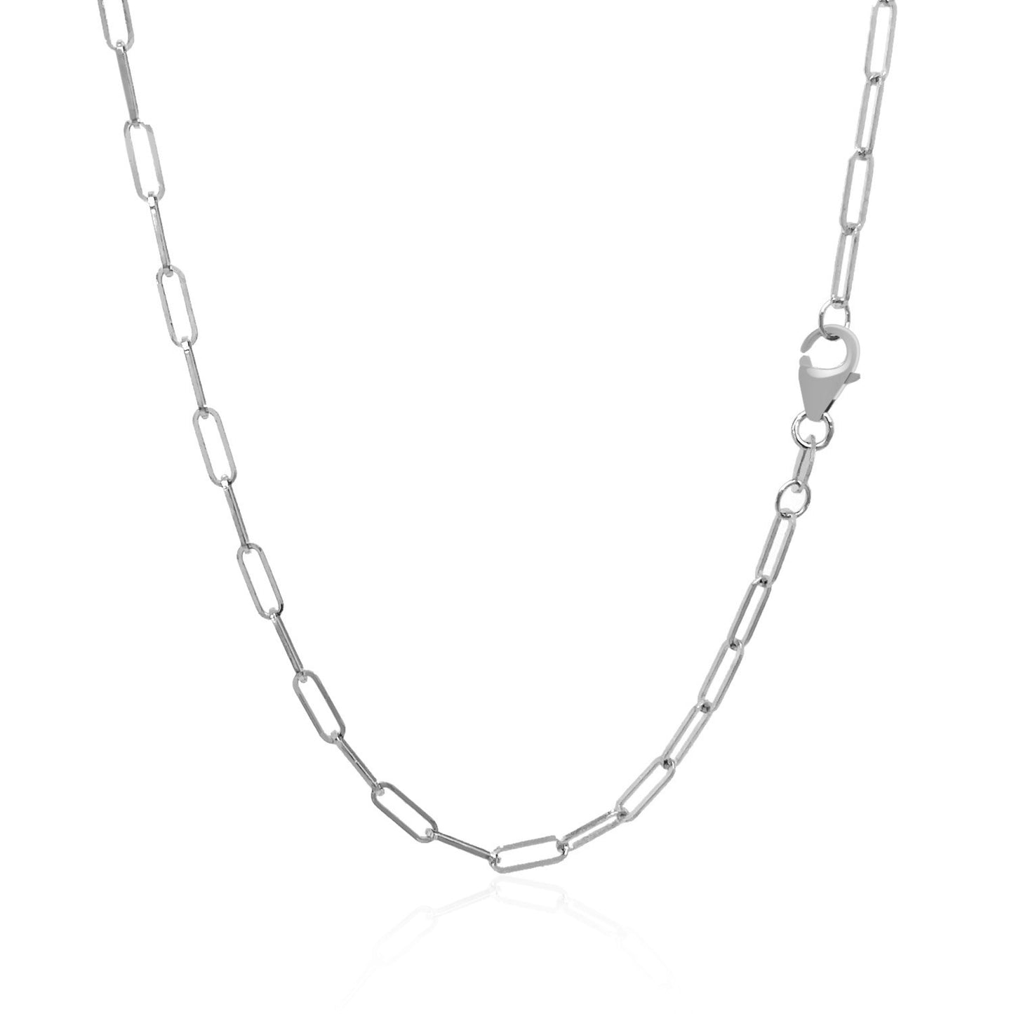 14K White Gold Delicate Paperclip Chain (2.10 mm)-Teresa&#39;s Fashionista LLC