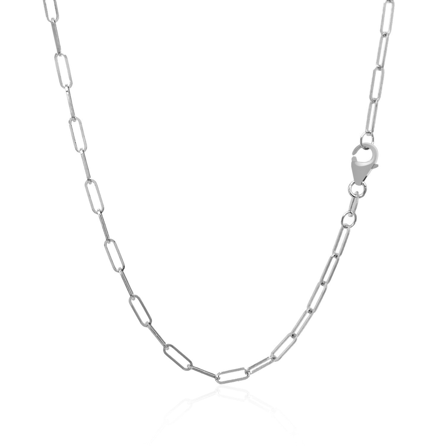 14K White Gold Delicate Paperclip Chain (2.10 mm)-Teresa&#39;s Fashionista LLC