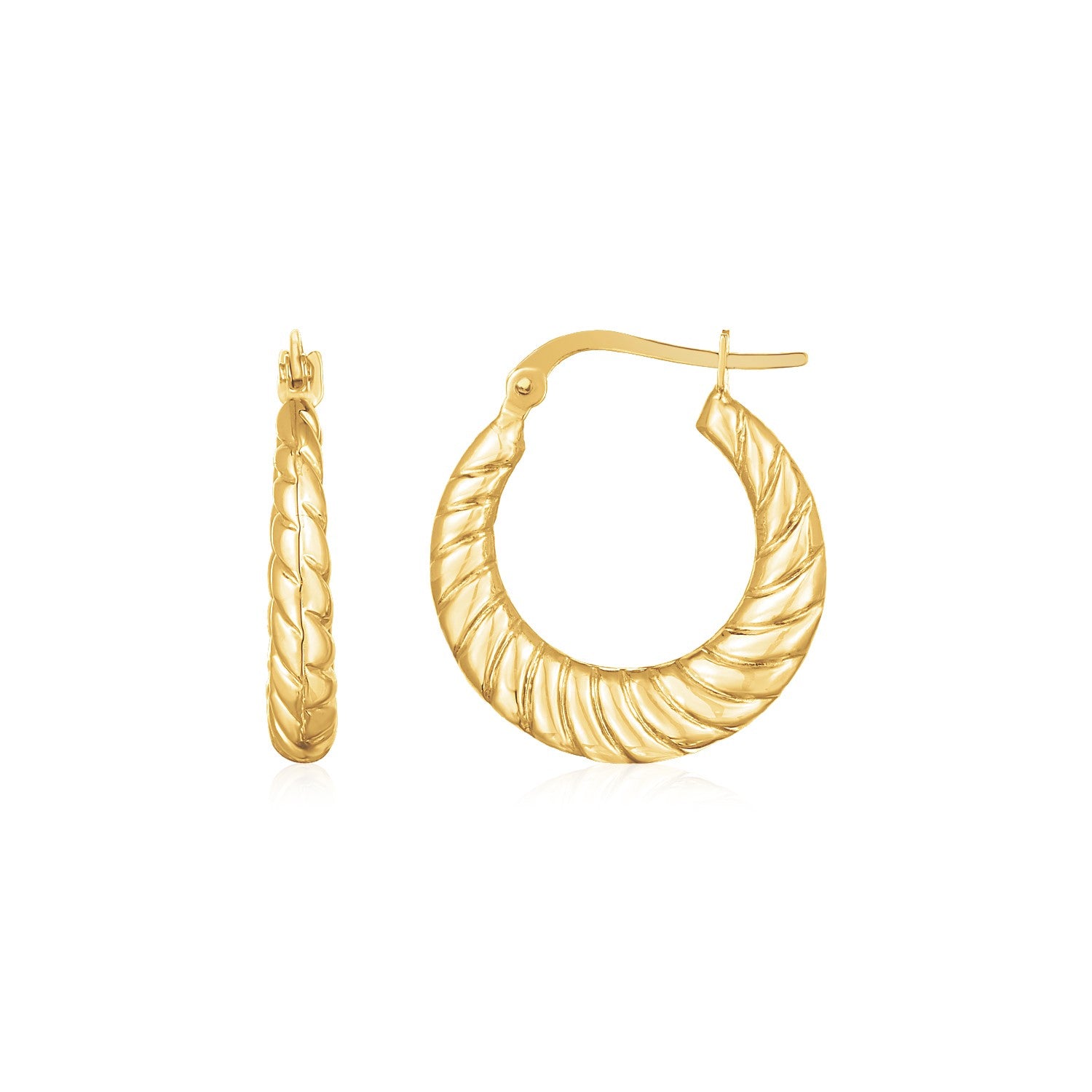 14K Yellow Gold Polished Twisted Cable Graduated Hoops-Teresa&#39;s Fashionista LLC