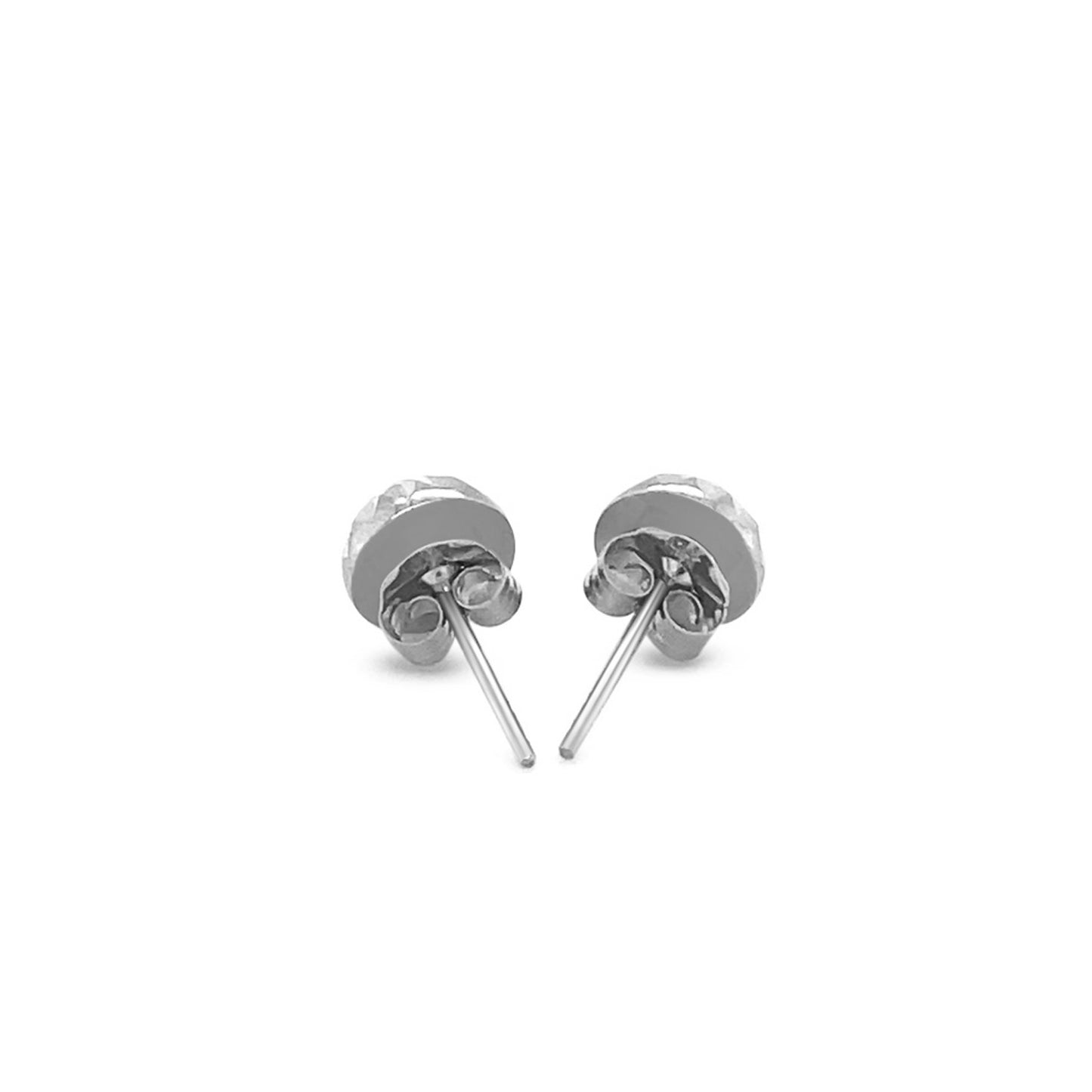 14k White Gold Textured Flat Style Stud Earrings(6mm)