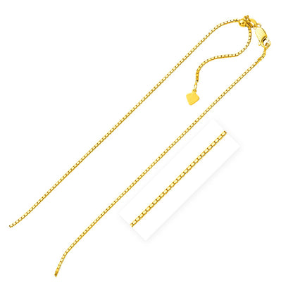 Sterling Silver Yellow Finish Adjustable Box Chain (1.40 mm)