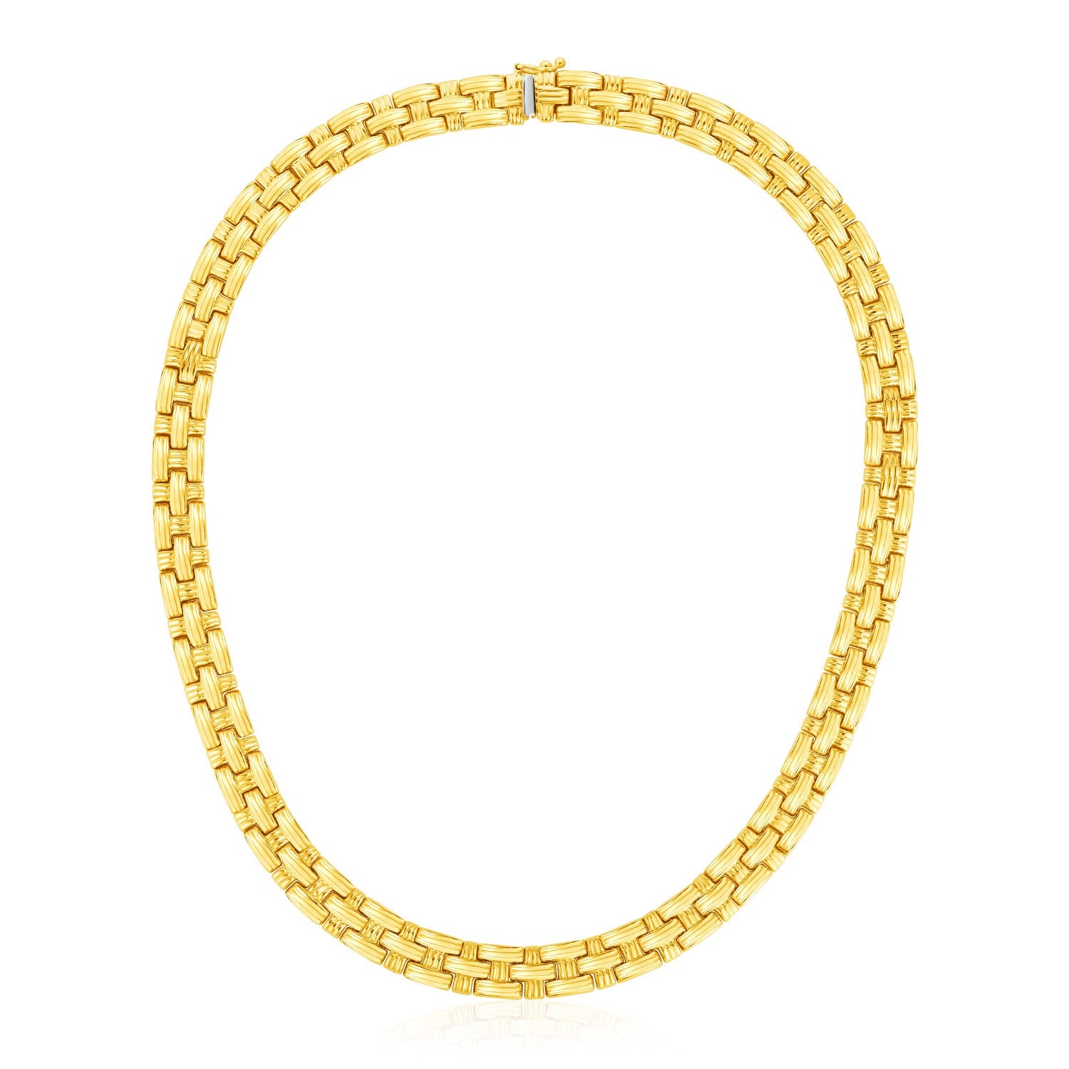 14k Yellow Gold Basket Weave Necklace-Teresa&#39;s Fashionista LLC