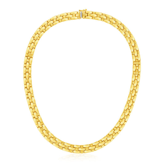 14k Yellow Gold Basket Weave Necklace-Teresa&#39;s Fashionista LLC