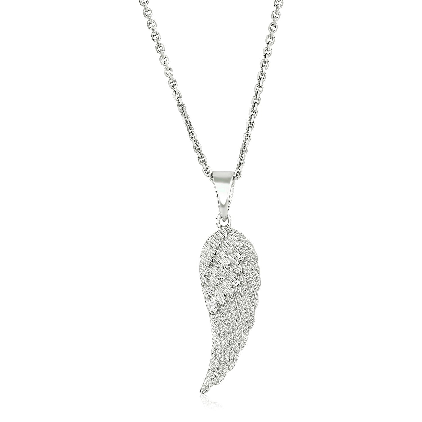 Sterling Silver with Large Textured Angel Wing Pendant-Teresa&#39;s Fashionista LLC