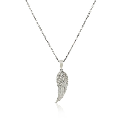 Sterling Silver with Large Textured Angel Wing Pendant-Teresa&#39;s Fashionista LLC