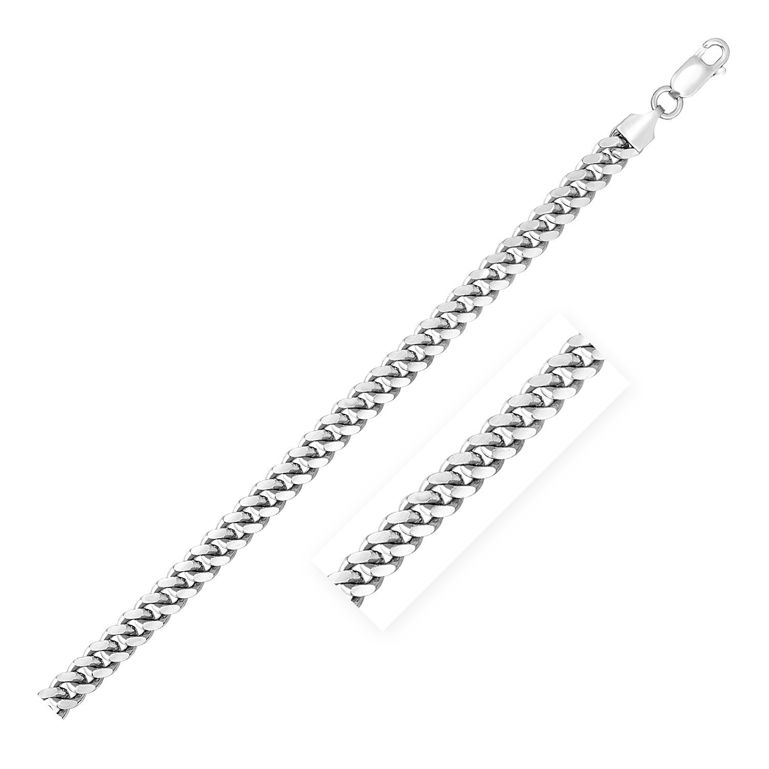 Sterling Silver Rhodium Plated Miami Cuban Chain (5.60 mm)-Teresa&#39;s Fashionista LLC