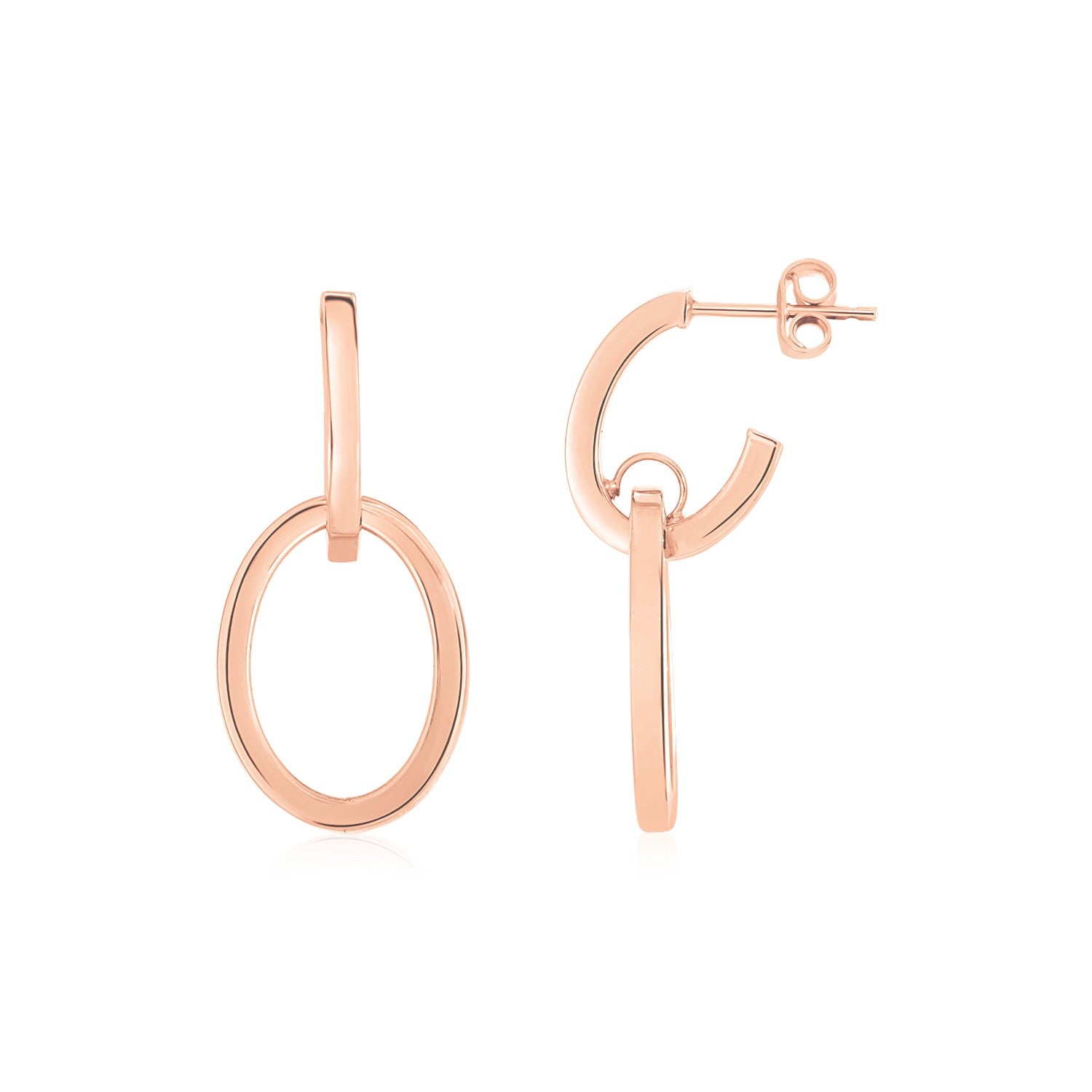 14K Rose Gold Interlocking Drop Hoop Earrings-Teresa&#39;s Fashionista LLC