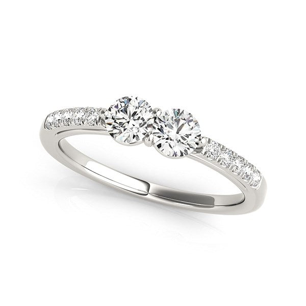 14k White Gold Two Stone Round Diamond Ring (5/8 cttw)-Teresa&#39;s Fashionista LLC