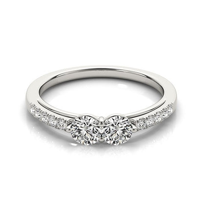 14k White Gold Two Stone Round Diamond Ring (5/8 cttw)-Teresa&#39;s Fashionista LLC