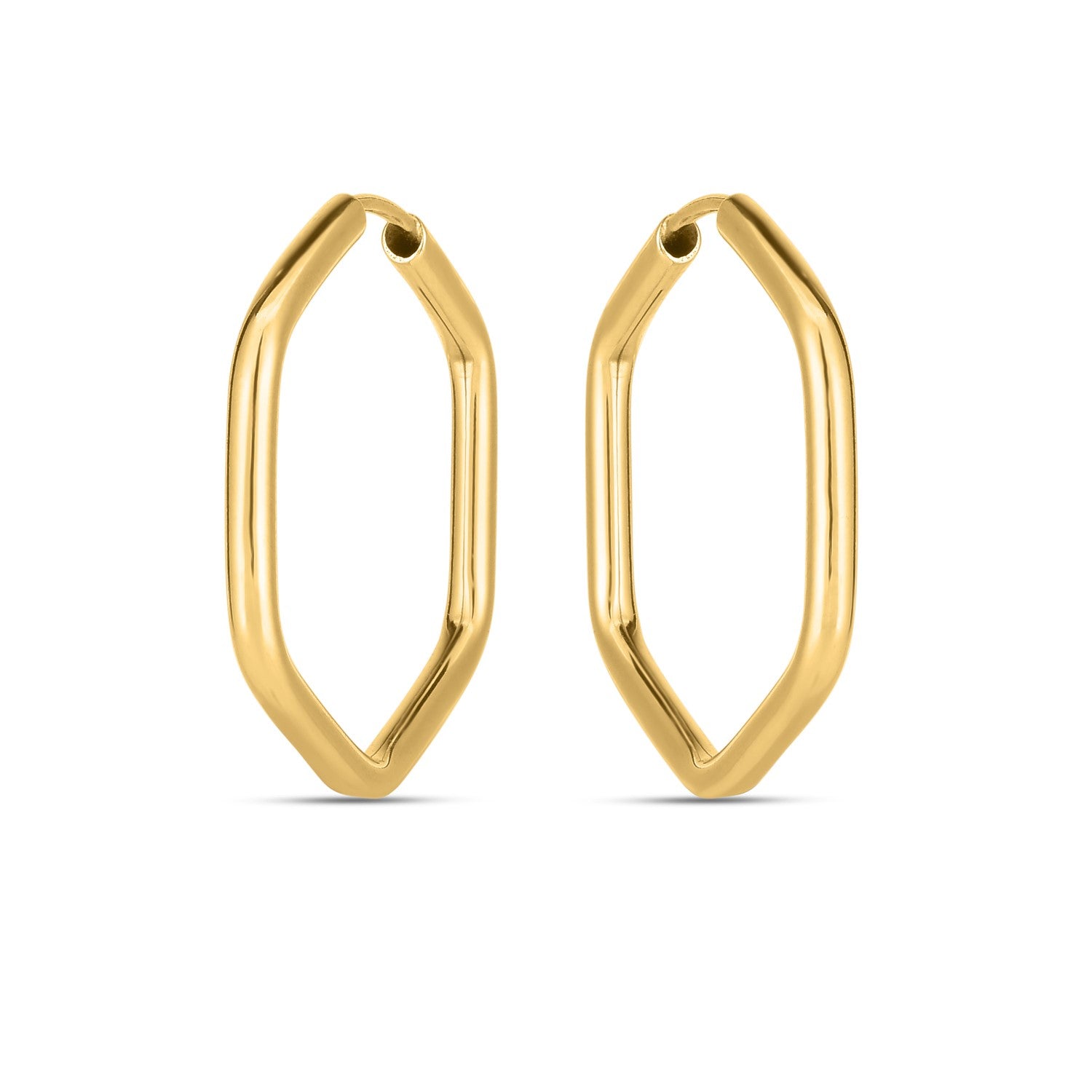 14k Yellow Gold Endless Hexagon Hoop Earrings-Teresa&#39;s Fashionista LLC