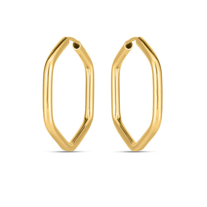 14k Yellow Gold Endless Hexagon Hoop Earrings-Teresa&#39;s Fashionista LLC