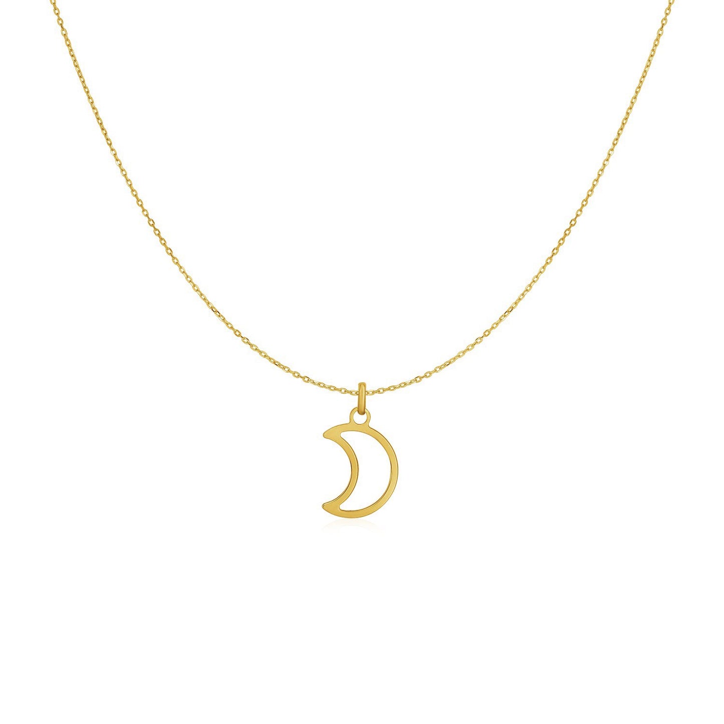 14k Yellow Gold Necklace with Moon-Teresa&#39;s Fashionista LLC