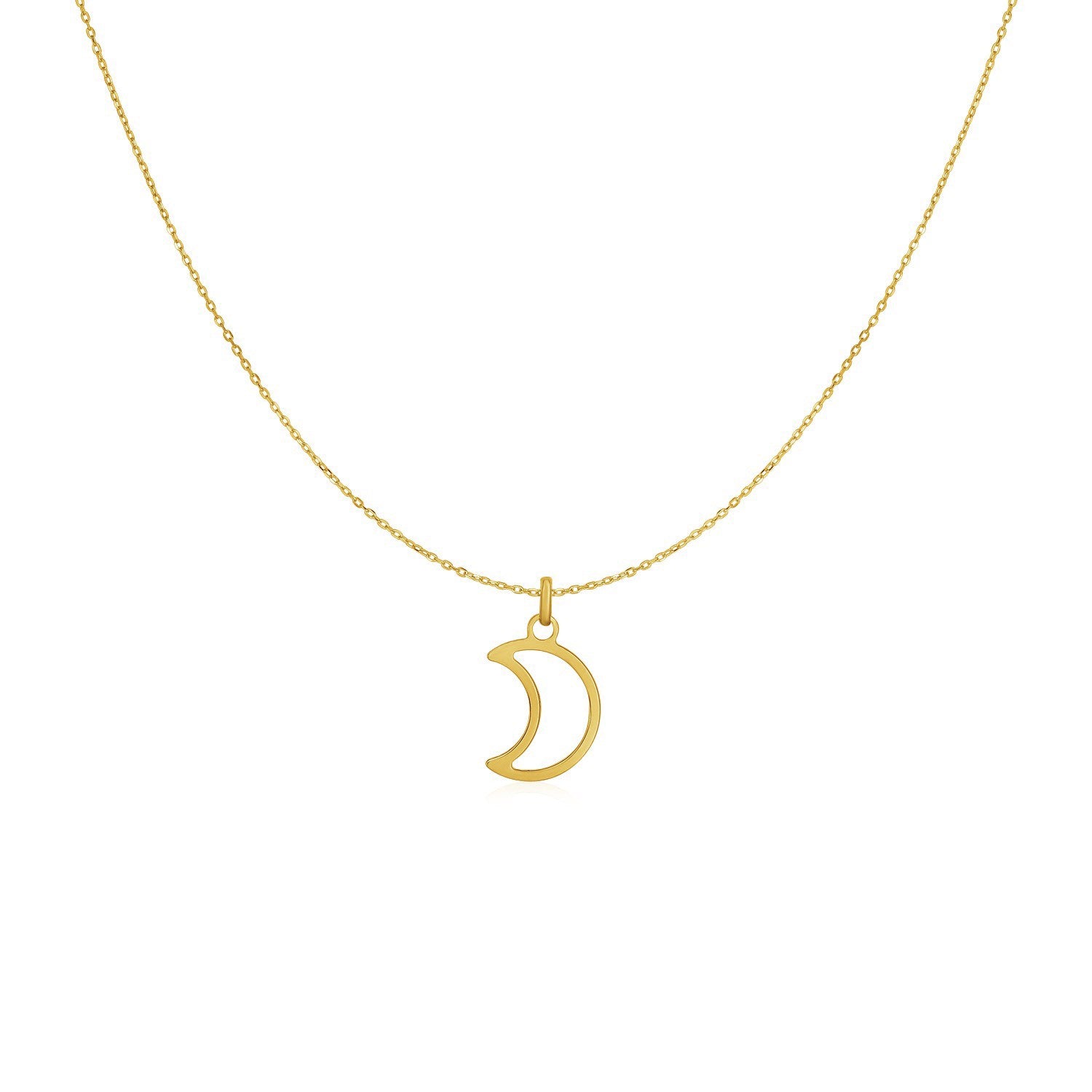 14k Yellow Gold Necklace with Moon-Teresa&#39;s Fashionista LLC