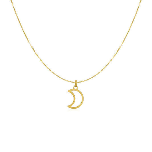 14k Yellow Gold Necklace with Moon-Teresa&#39;s Fashionista LLC