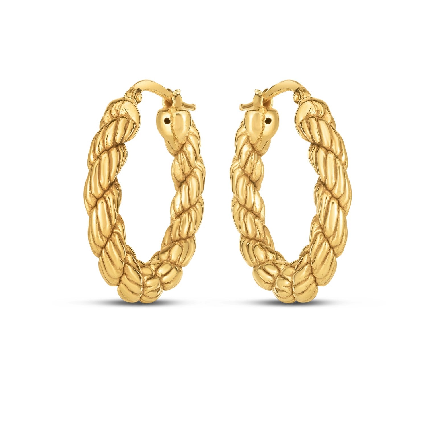 14k Yellow Gold Rope Hoop Earrings-Teresa&#39;s Fashionista LLC