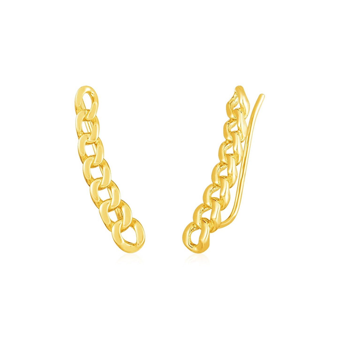 14k Yellow Gold Ear Climber Earring with Chain Links-Teresa&#39;s Fashionista LLC