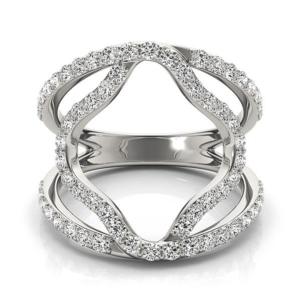 14k White Gold Diamond Flower Style Dual Band Ring (5/8 cttw)-Teresa&#39;s Fashionista LLC