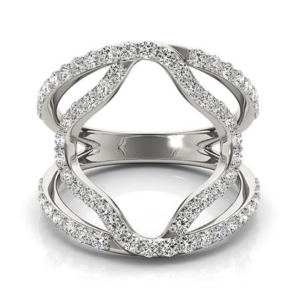 14k White Gold Diamond Flower Style Dual Band Ring (5/8 cttw)-Teresa&#39;s Fashionista LLC