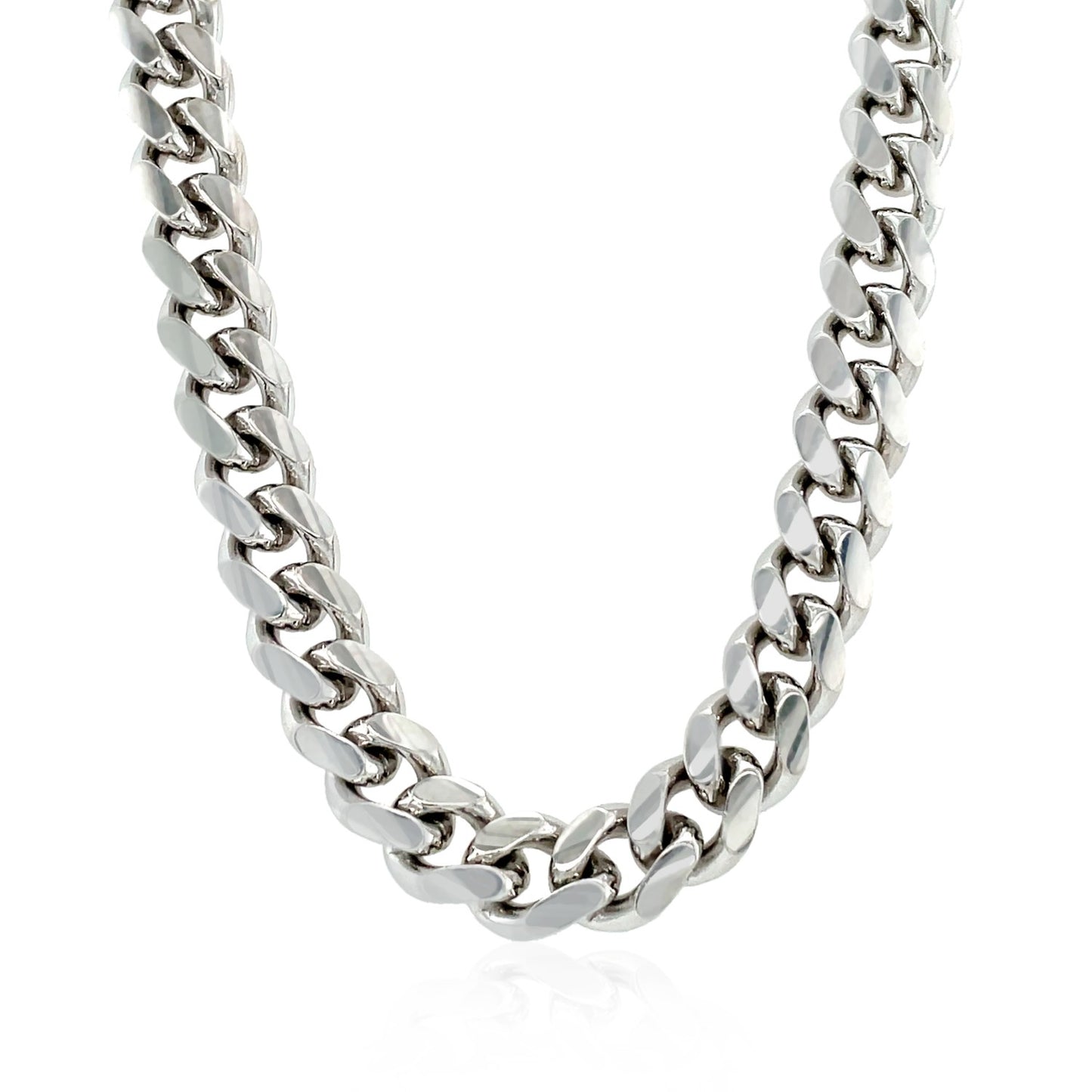 Sterling Silver Rhodium Plated Miami Cuban Chain (8.40 mm)-Teresa&#39;s Fashionista LLC