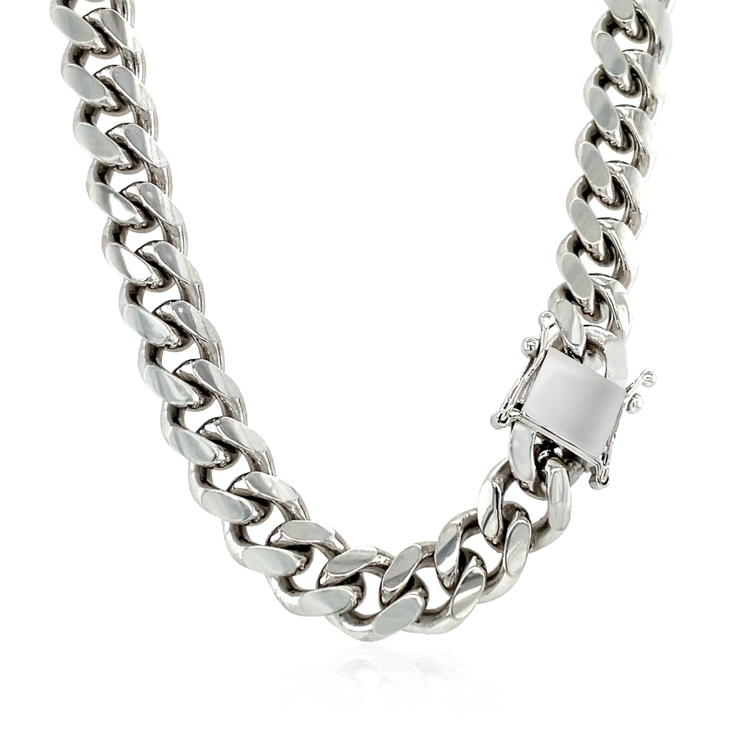 Sterling Silver Rhodium Plated Miami Cuban Chain (8.40 mm)-Teresa&#39;s Fashionista LLC