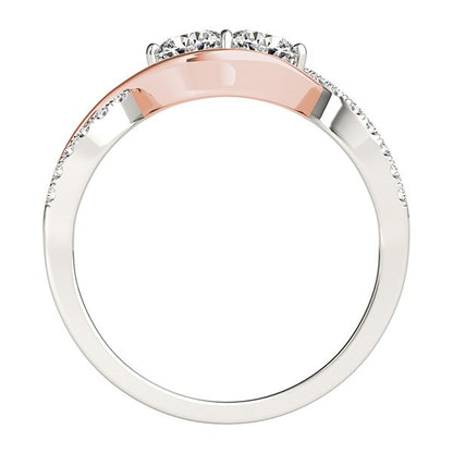 14k White And Rose Gold Infinity Style Two Stone Diamond Ring (5/8 cttw)-Teresa&#39;s Fashionista LLC