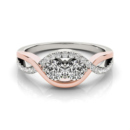 14k White And Rose Gold Infinity Style Two Stone Diamond Ring (5/8 cttw)-Teresa&#39;s Fashionista LLC