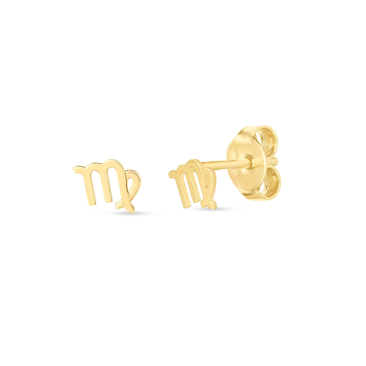 14k Yellow Gold Virgo Stud Earrings-Teresa&#39;s Fashionista LLC