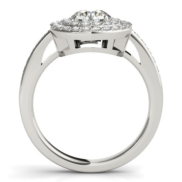 14k White Gold Round with Two-Row Halo Diamond Engagement Ring (1 1/2 cttw)-Teresa&#39;s Fashionista LLC