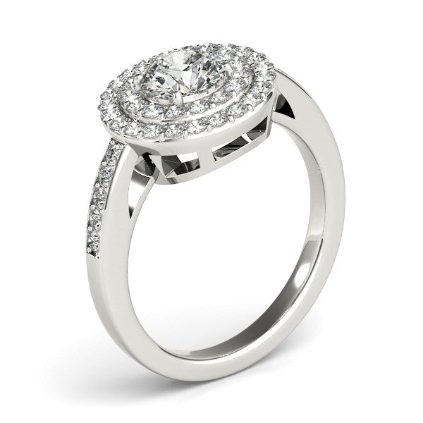 14k White Gold Round with Two-Row Halo Diamond Engagement Ring (1 1/2 cttw)-Teresa&#39;s Fashionista LLC