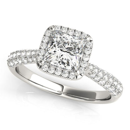 14k White Gold Halo Pave Band Diamond Engagement Ring (1 1/3 cttw)-Teresa&#39;s Fashionista LLC