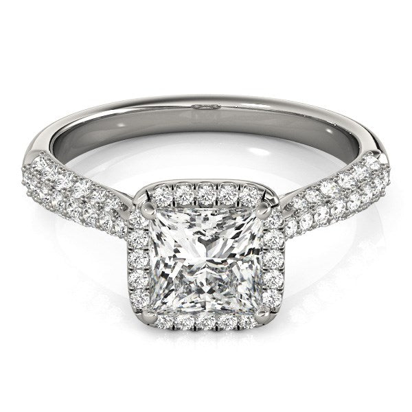 14k White Gold Halo Pave Band Diamond Engagement Ring (1 1/3 cttw)-Teresa&#39;s Fashionista LLC