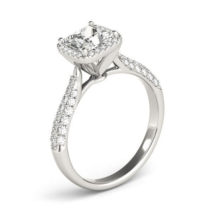 14k White Gold Halo Pave Band Diamond Engagement Ring (1 1/3 cttw)-Teresa&#39;s Fashionista LLC