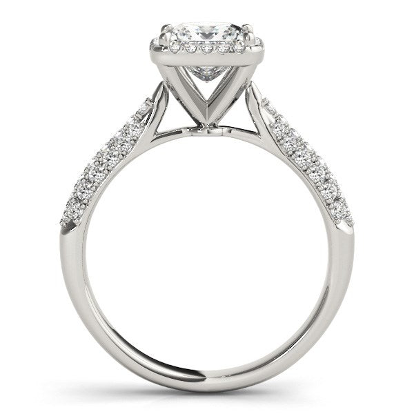 14k White Gold Halo Pave Band Diamond Engagement Ring (1 1/3 cttw)-Teresa&#39;s Fashionista LLC